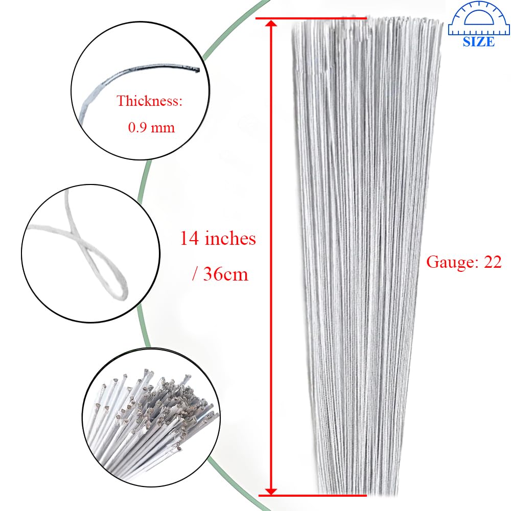 HAHIYO 22Gauge White Paper-Wrapped Metal Floral Wire 14 Inches(36cm), 70 Pack Flexible Paddle Wires Florist Wire Garden Wires for Craft Christmas Wreath Flower Arrangement Bouquet Wrapping Wedding DIY