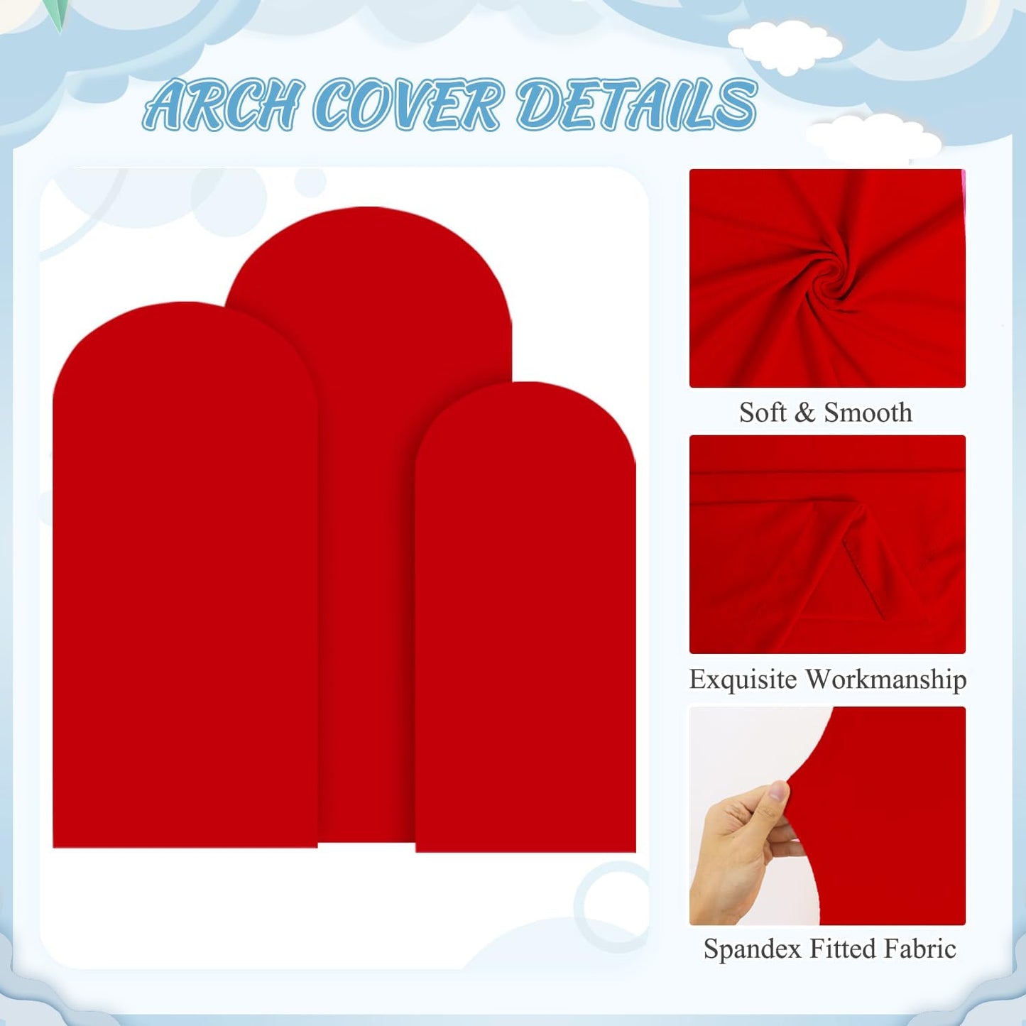 FOTSHARER Metal Arch Backdrop Stand and Cover Set 6FT 5FT 4FT Red Arch Cover Spandex Balloon Wedding Arches Frame Stand Backdrop for Garden Arbor Birthday Party Baby Shower Graduation Ceremony Decor