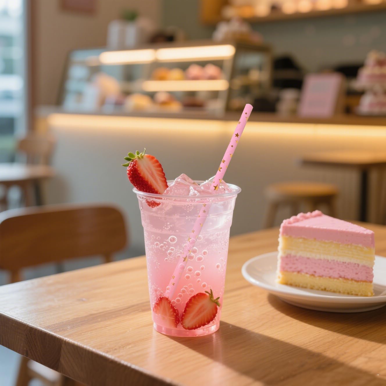 Disposable Paper Straws - Pink Gold Star Paper Straws for Party, Bridal Shower, Wedding, Bar Supplies, 100 Count