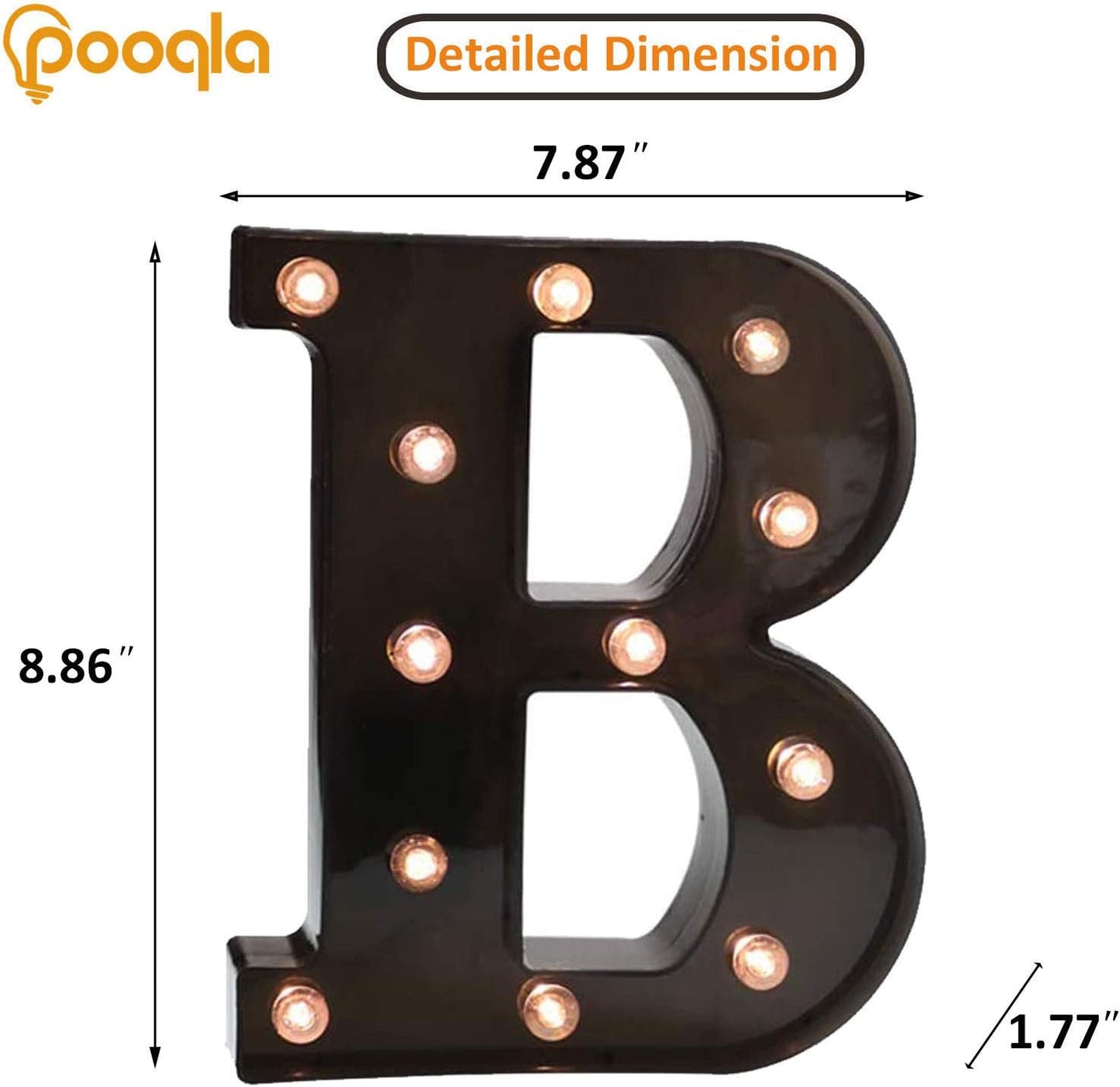 Light Up LED Letter Marquee Sign - Alphabet Marquee Letters with Lights For Wedding Birthday Party Christmas Night Light Lamp Home Bar Decoration B, Black