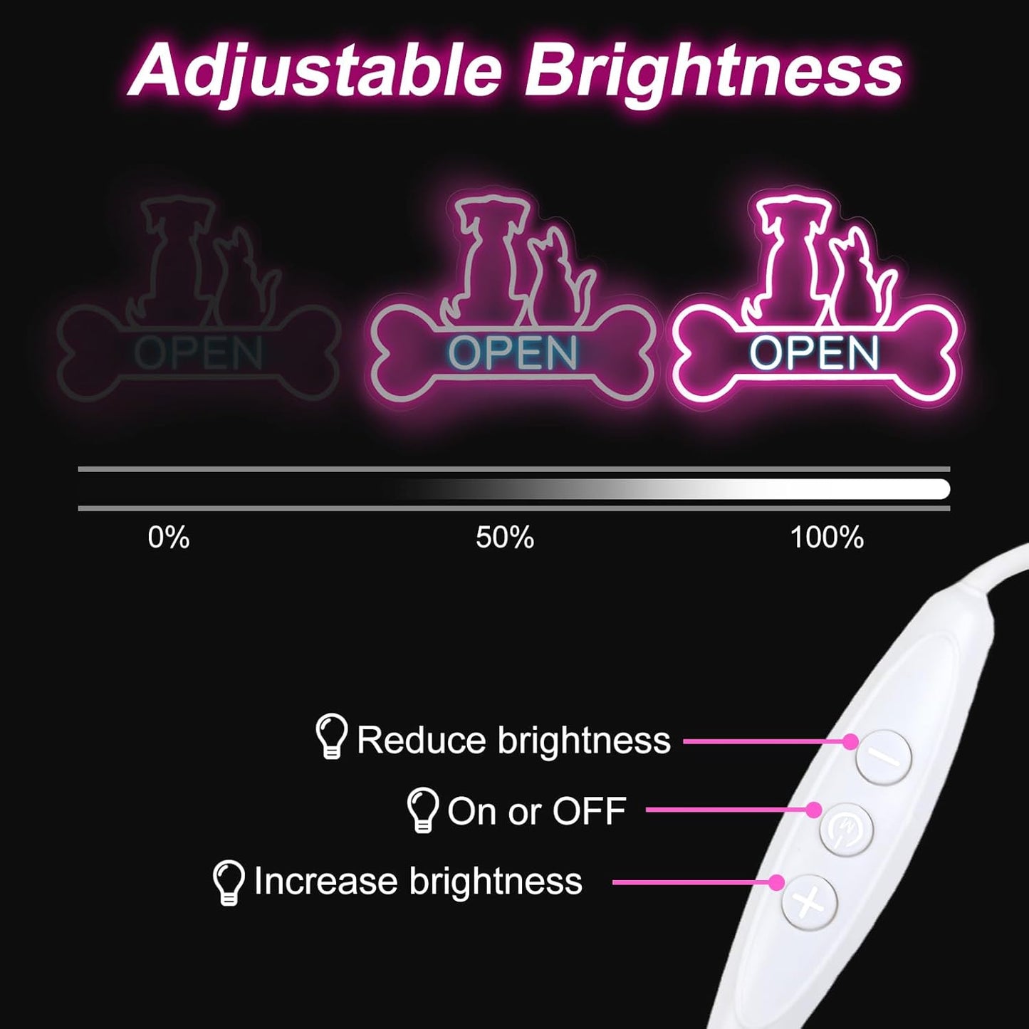 Pet Shop Open Neon Sign LED Dog And Cat Open Sign Bright Pet Grooming Salon Light Animal Shelter Storefront Decor Vet Clinic Window Sign, Pink+Ice Blue, 16.5"x12.4"