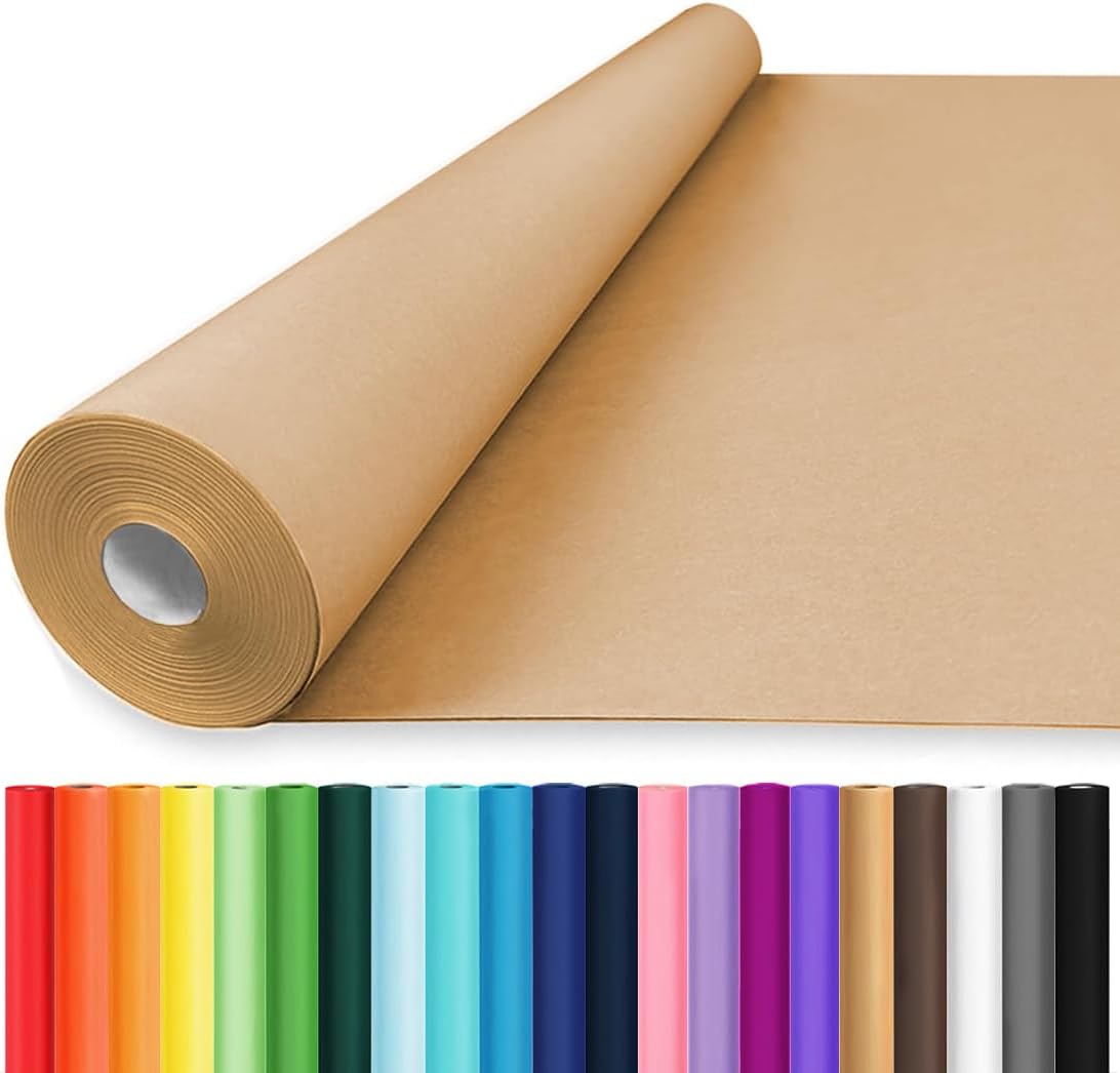 Vanhench 48"x 2400" (200') Brown Jumbo Roll Wrapping Paper, Kraft Craft Paper Roll for Bulletin Board Kids Arts Crafts Packing Shipping Poster Construction, Christmas Wrapping Paper