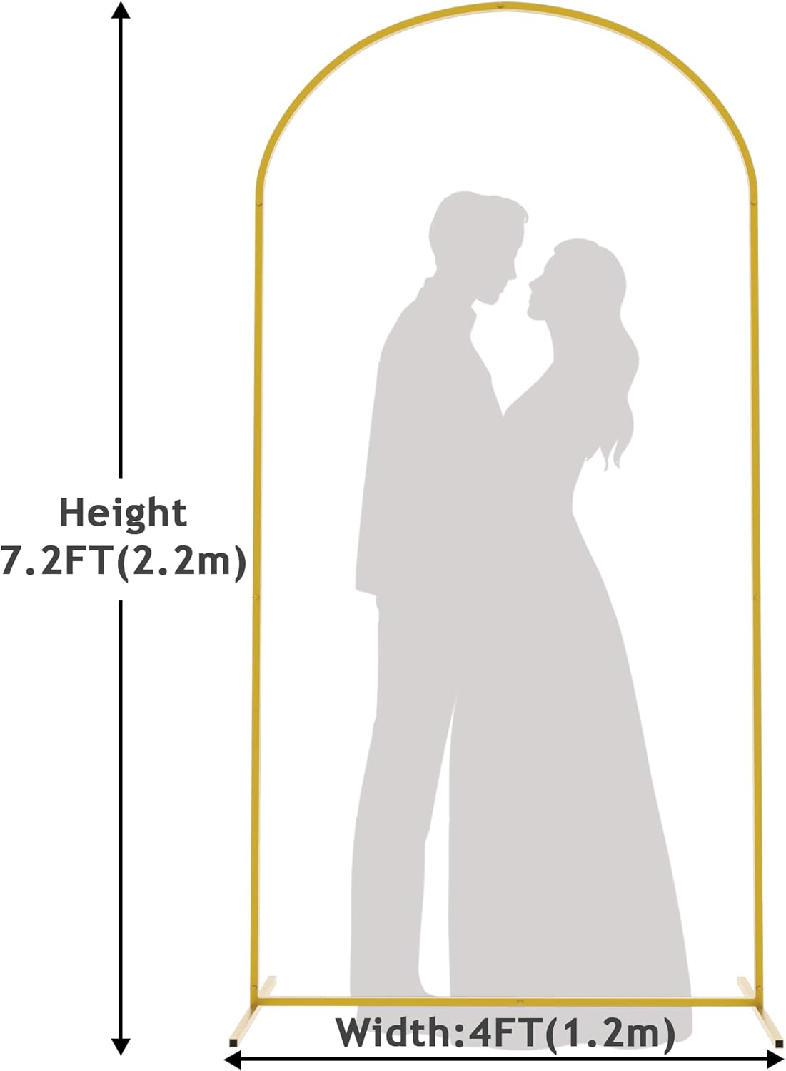 Putros Metal Arch Backdrop Stand 7.2FT Gold Wedding Balloon Arched Backdrop Stand Square Arch Frame for Birthday Party Bridal Baby Shower Ceremony Decoration