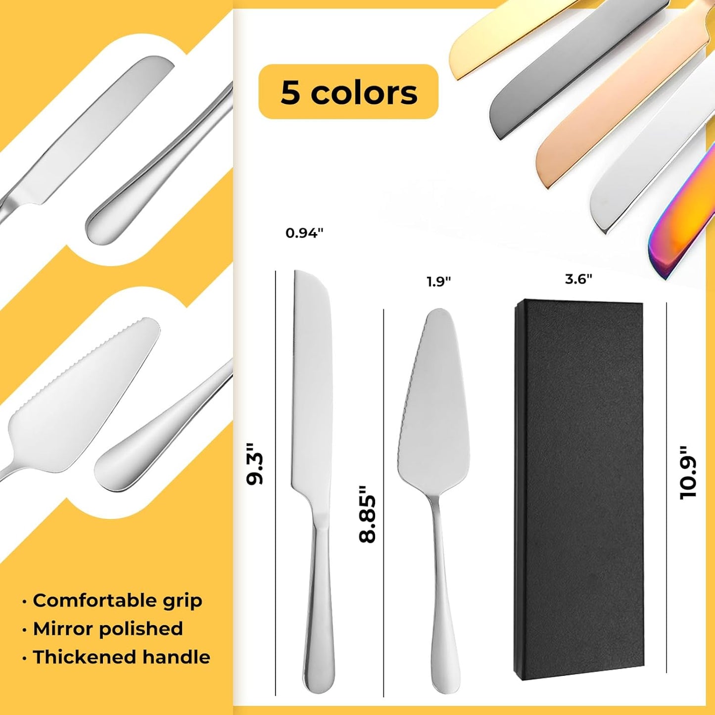 Personalized Wedding Cake Knife and Server Set Stainless Steel Cake Cutter Server Engraved Cake Cutting Set for Wedding Anniversary Engagement Birthday Gifts