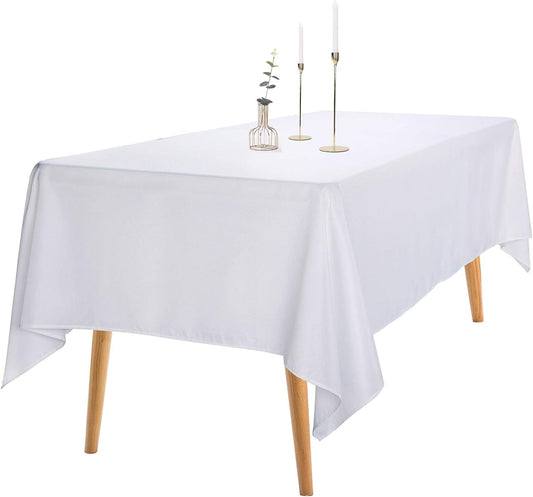 Ascoza 12pack 60x102 Inch White Rectangular Tablecloth 6 Feet Table Cloth in Polyester Fabric for Wedding/Banquet/Restaurant/Parties