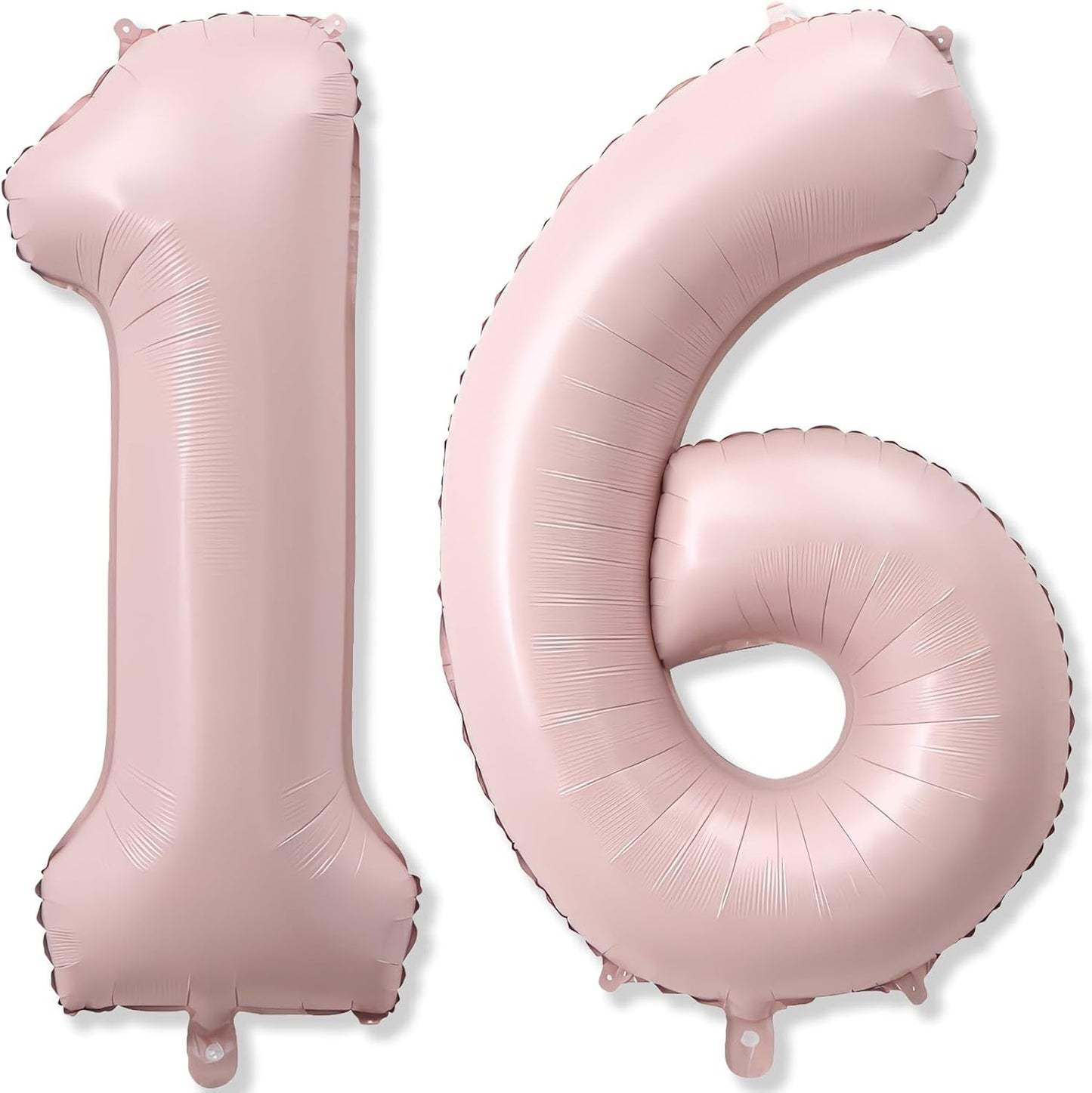 Light Pink Sweet 16th Birthday Balloon for Girls, 40 Inch Self Inflating Mylar Number 16 Balloons, Big Blush Pastel Pink Foil 1 & 6 Helium Balloon 16 for Women Coquette 16th Birthday Party Decorations