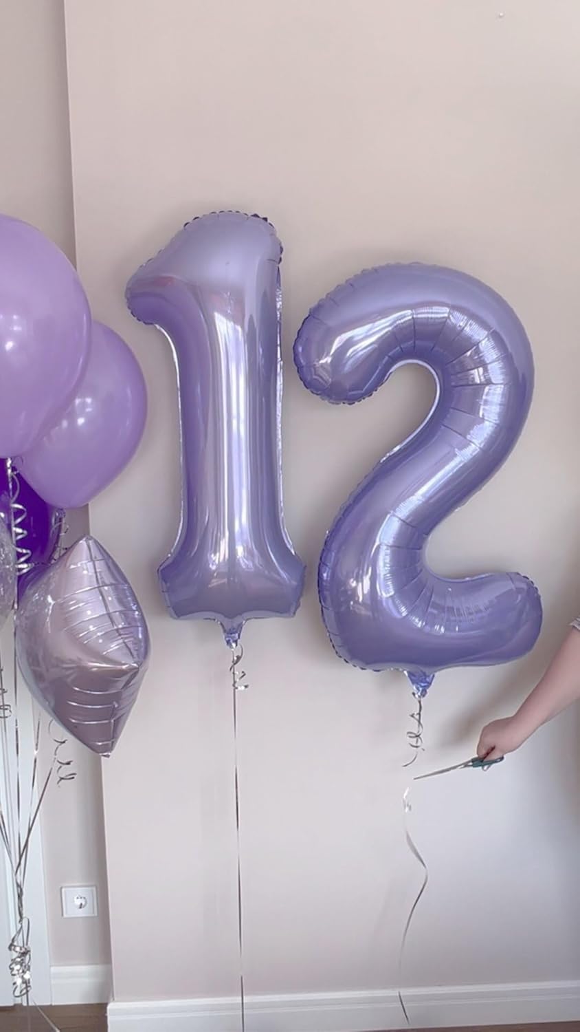 Lilac 40 Inch Big Number Balloon Birthday Decoration, Number 2 Helium Balloon 12 20 22 23 24 26 2026 New Years Celebration, Boy Girl Baby Anniversary Party Graduations Supplies Decorations