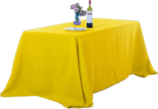 Ascoza 2pack 90x156 Inch Yellow Rectangular Tablecloth 8 Feet Table Cloth in Polyester Fabric for Wedding/Banquet/Restaurant/Parties