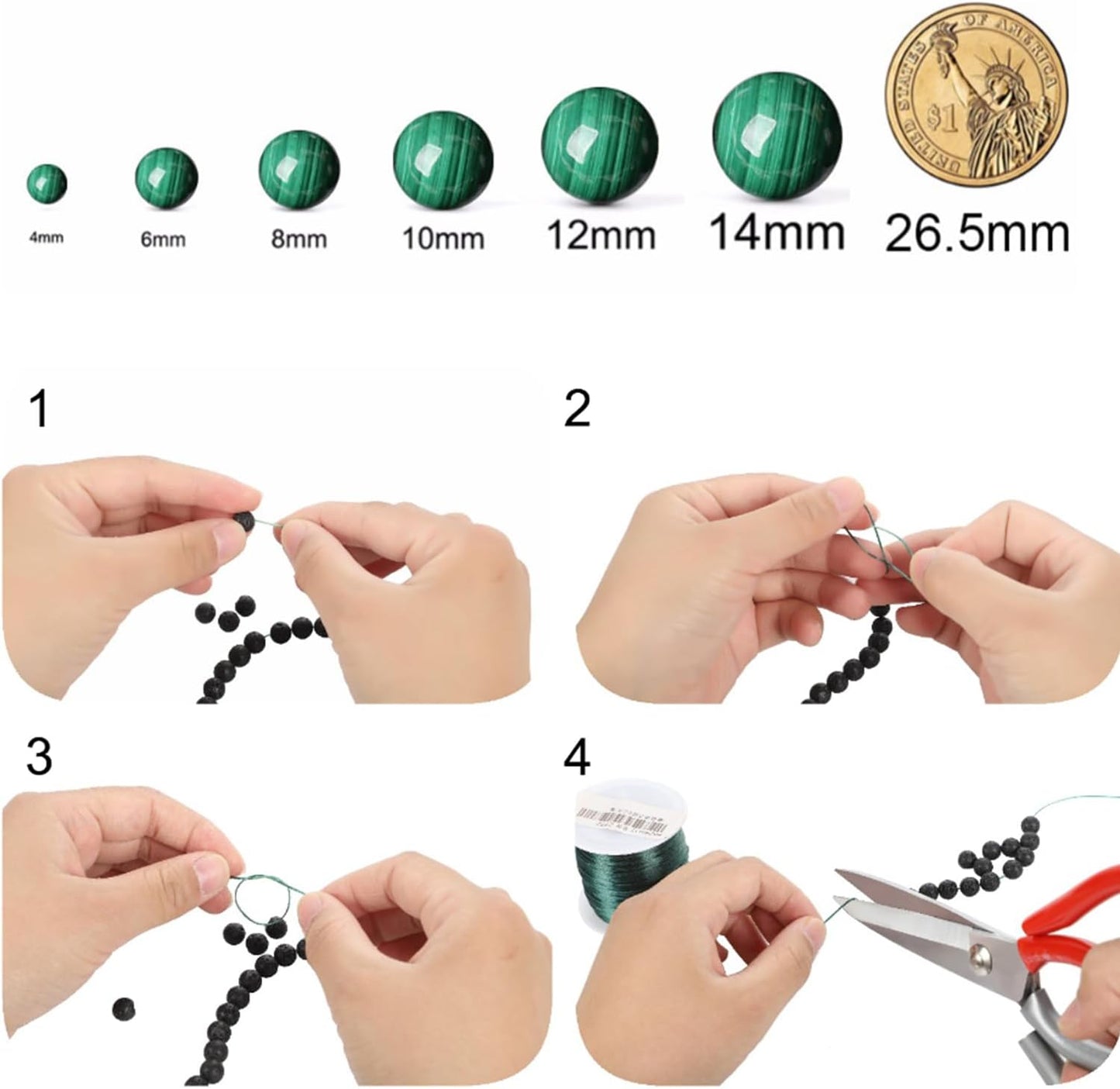 Green Persian Jade Stone Beads Gemstone Round Crystal Energy Jade Beads Stone Beads for Jewelry Making DIY Bracelet Necklace Jewelry Making 1 Strand 15.5inch 60PCS 6MM