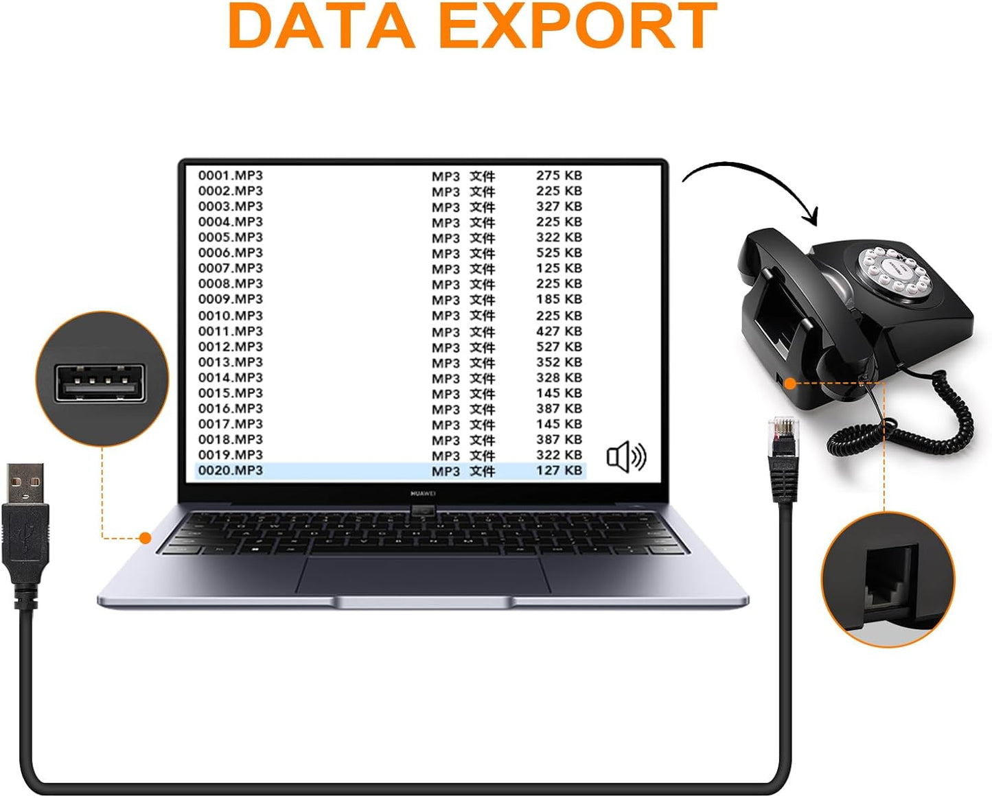 Guest Book Audio Wedding Phone,Record Voice Messages,Retro Guest Book for Wedding or Birthday Party Message Voicemail,Save The Blessings of Your Relatives and Friends（Black）