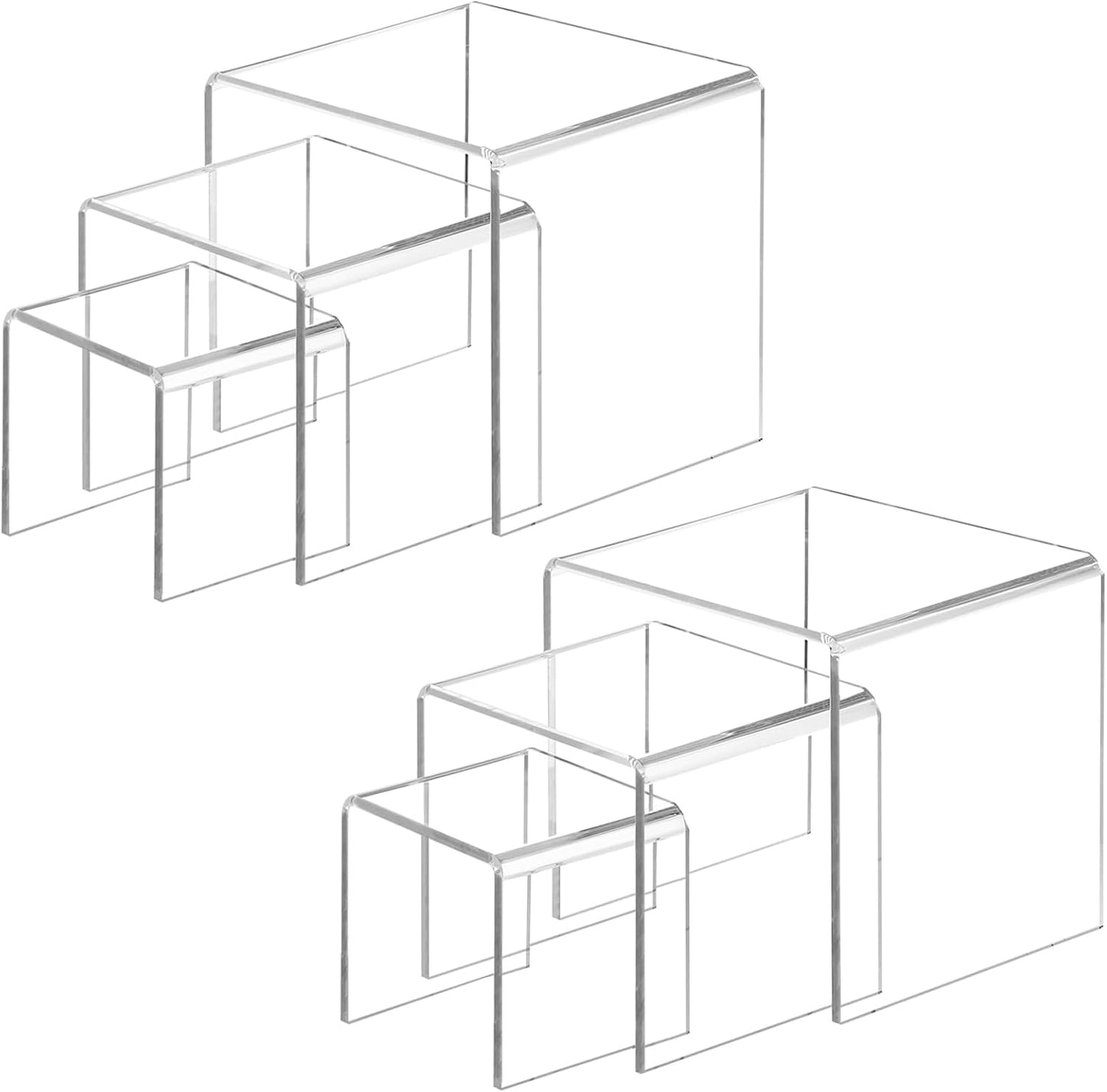Fixwal 2 Set Acrylic Display Risers Cupcake Stands Clear Dessert Table Display Set, Display Shelf for Funko POP Figures-3"x4"x5"