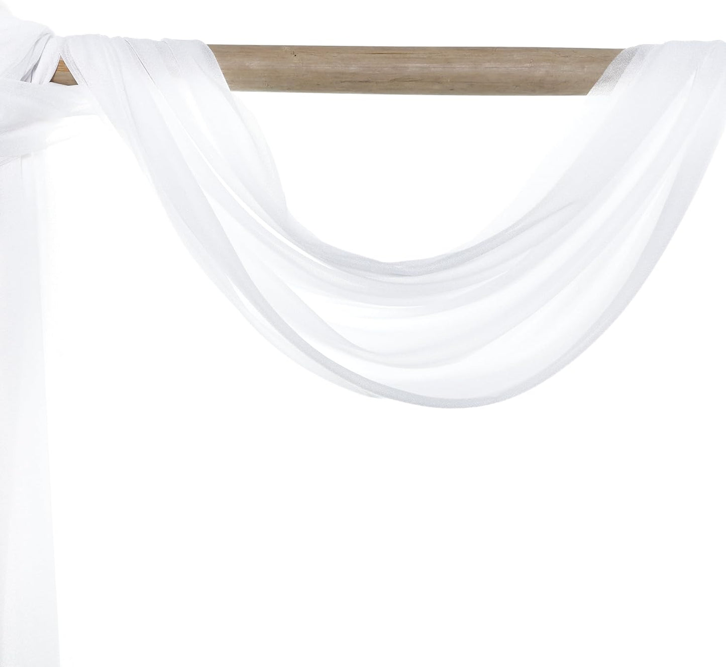 VDS Pack of 2 Panel (30 Inch X 20 Feet) Wedding Arch Draping Fabric Sheer Chiffon Fabric Drapery for Wedding Ceremony Reception Swag Backdrop Canopy Chuppah ARBO Altars Decoration (White)