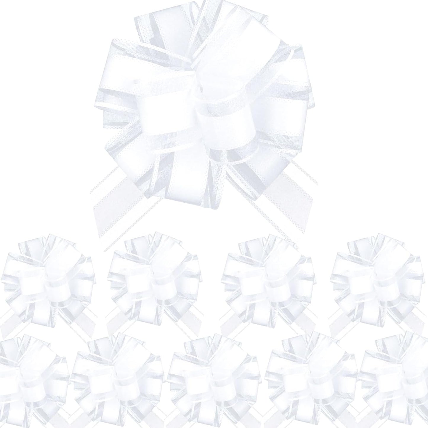 Small Pull Bows, 10 PCS 4 Inch White Gift Bows for Wrapping,Basket, Wedding,Birthday Party,Flower Bouquet Decoration