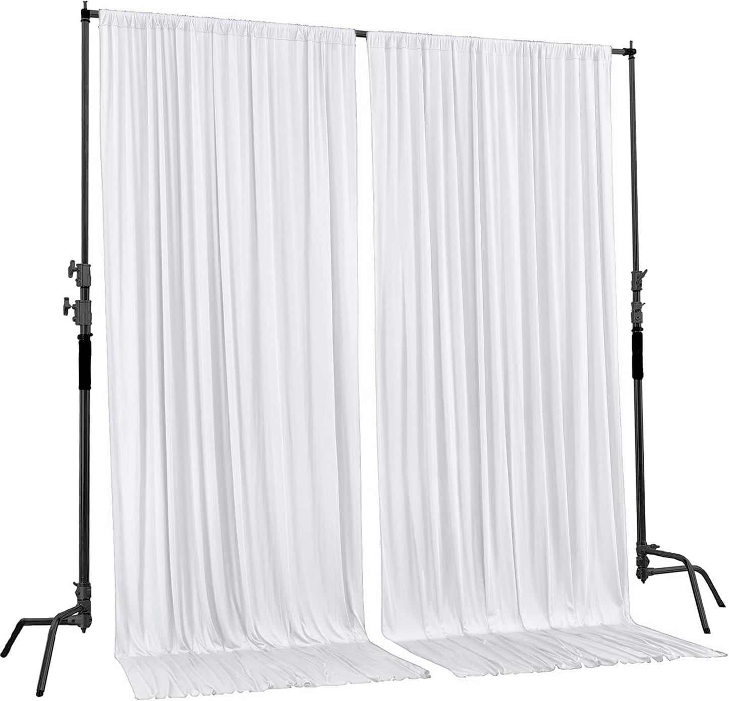AK TRADING CO. 10 feet Wide x 12 feet Long IFR Polyester Backdrop Drapes Curtains Panels with Rod Pockets - Wedding Ceremony Party Home Window Decorations - (White)