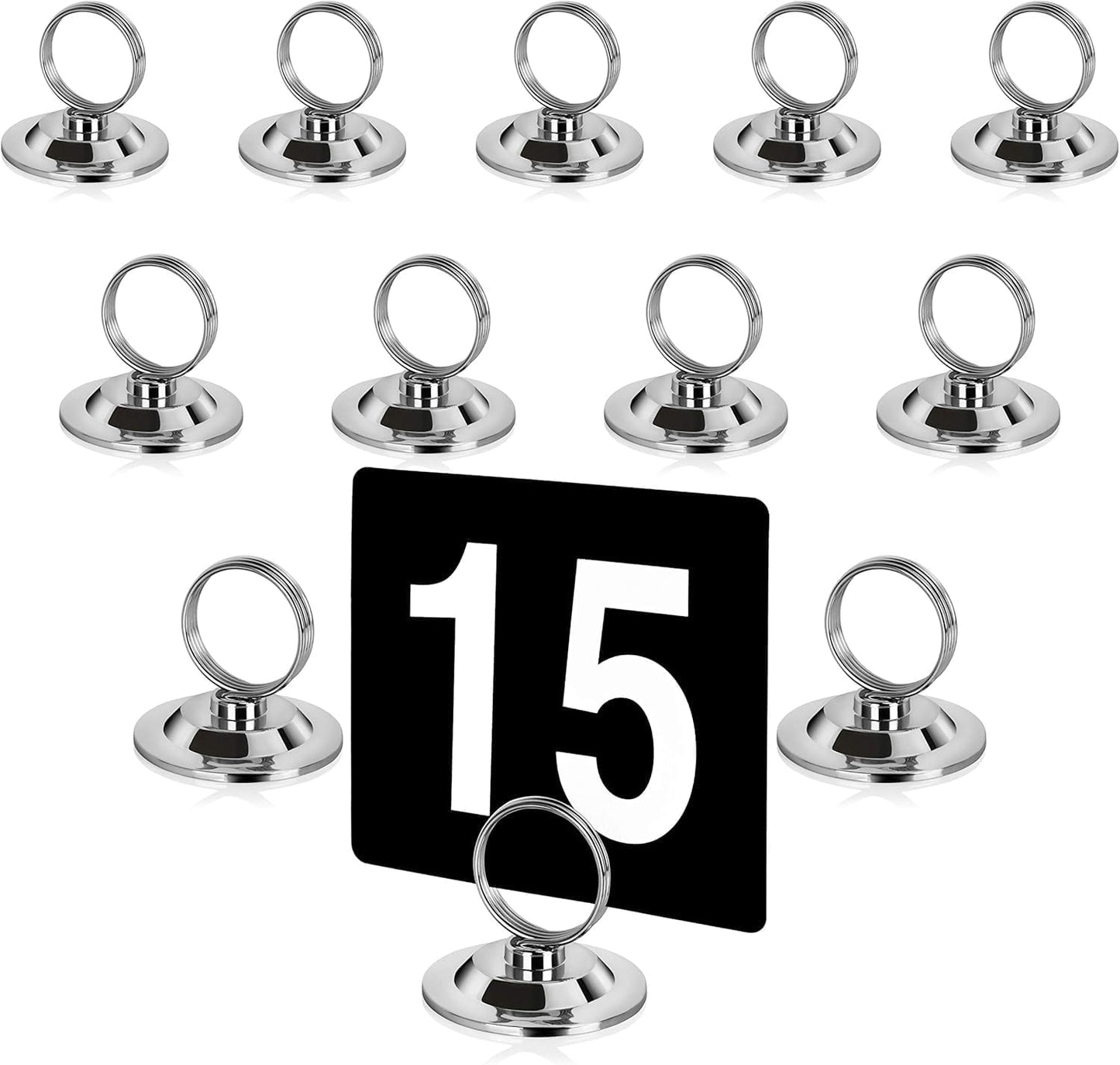 New Star Foodservice 23398 Ring-Clip Table Number Holder/Number Stand/Place Card Holder, Set of 12, 1.5-Inch