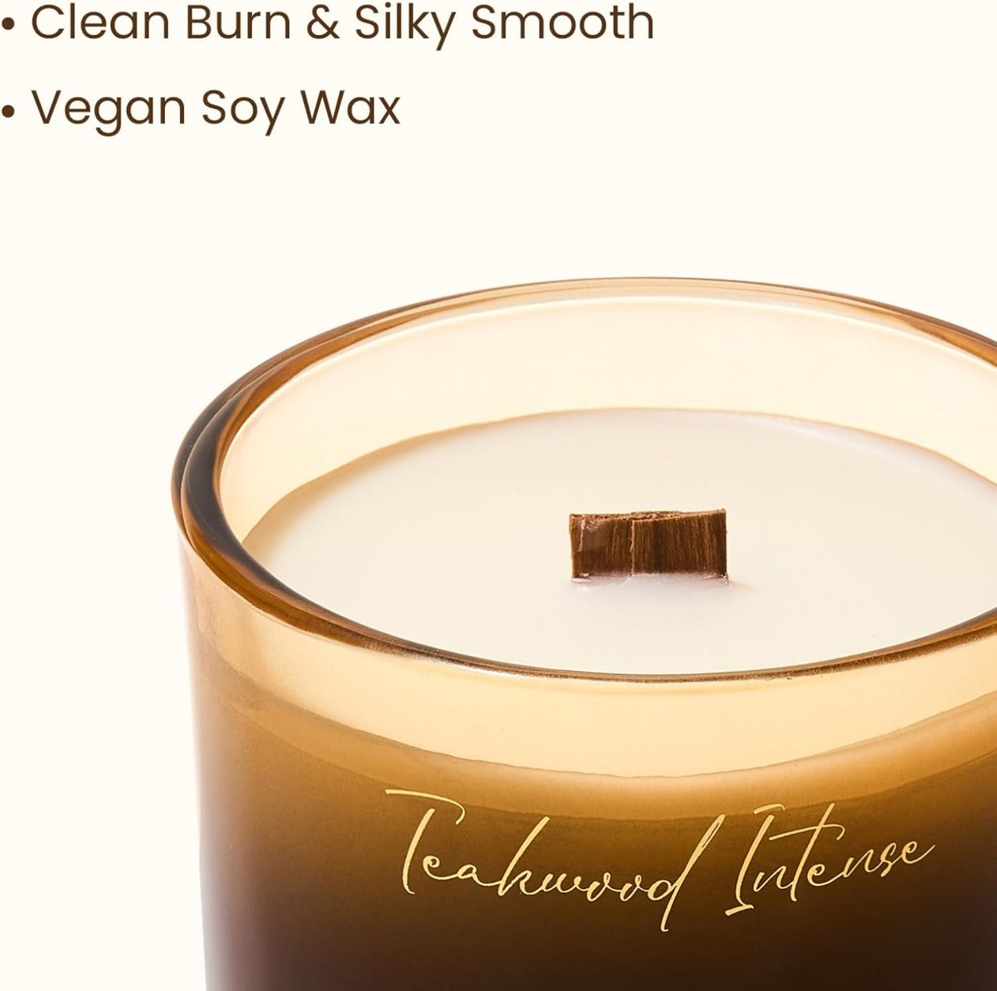 M&SENSE 9.88oz Natural Soy Wax Jar Candle with Wooden Wick | Teakwood Intense Scent | 55-Hour Burn & Long-Lasting Burn | Housewarming Gift for Men and Women