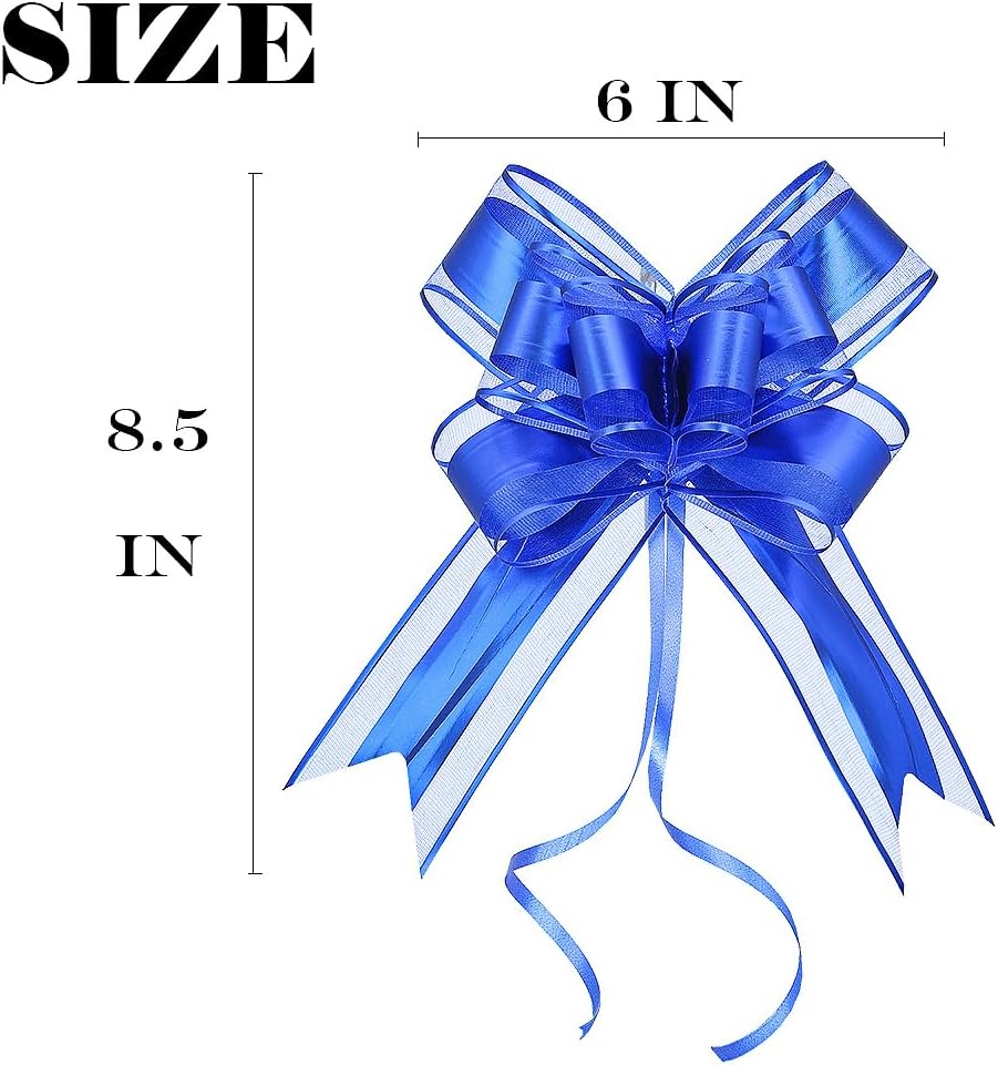 WEWILUCK Bows for Gift Basket - 15PCS Perfect Large Blue Gift Bows for Gift Wrapping, Pull Bows for Man Present Decoration Birthdays Holiday and More(Royal Blue, 6 inches)