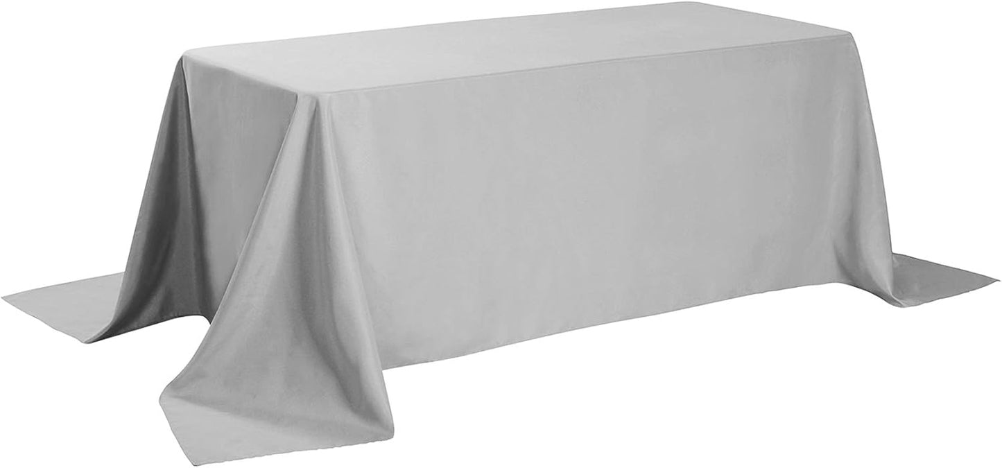 Rectangle Tablecloth 90x132 inch Washable Polyester Fabric Table Cloth for Wedding Party Dining Banquet Decoration（90x132, Silver）