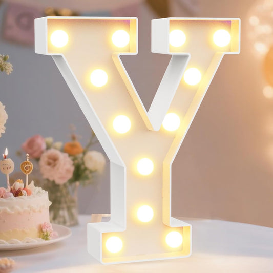 Pooqla LED Marquee Letter Lights Sign, Light Up Alphabet Letter for Home Party Wedding Decoration Y