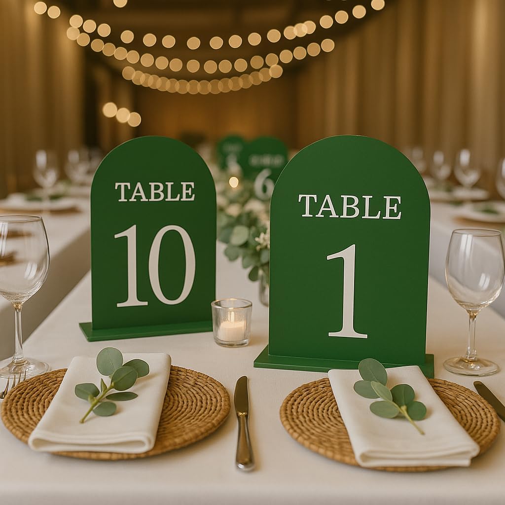 Arch Wedding Table Numbers 1-10 with Stands, 5" X 7" Double Sided Acrylic Wedding Sign Holders, Durable Non-Fading Table Number for Wedding Reception, Events, and Centerpieces