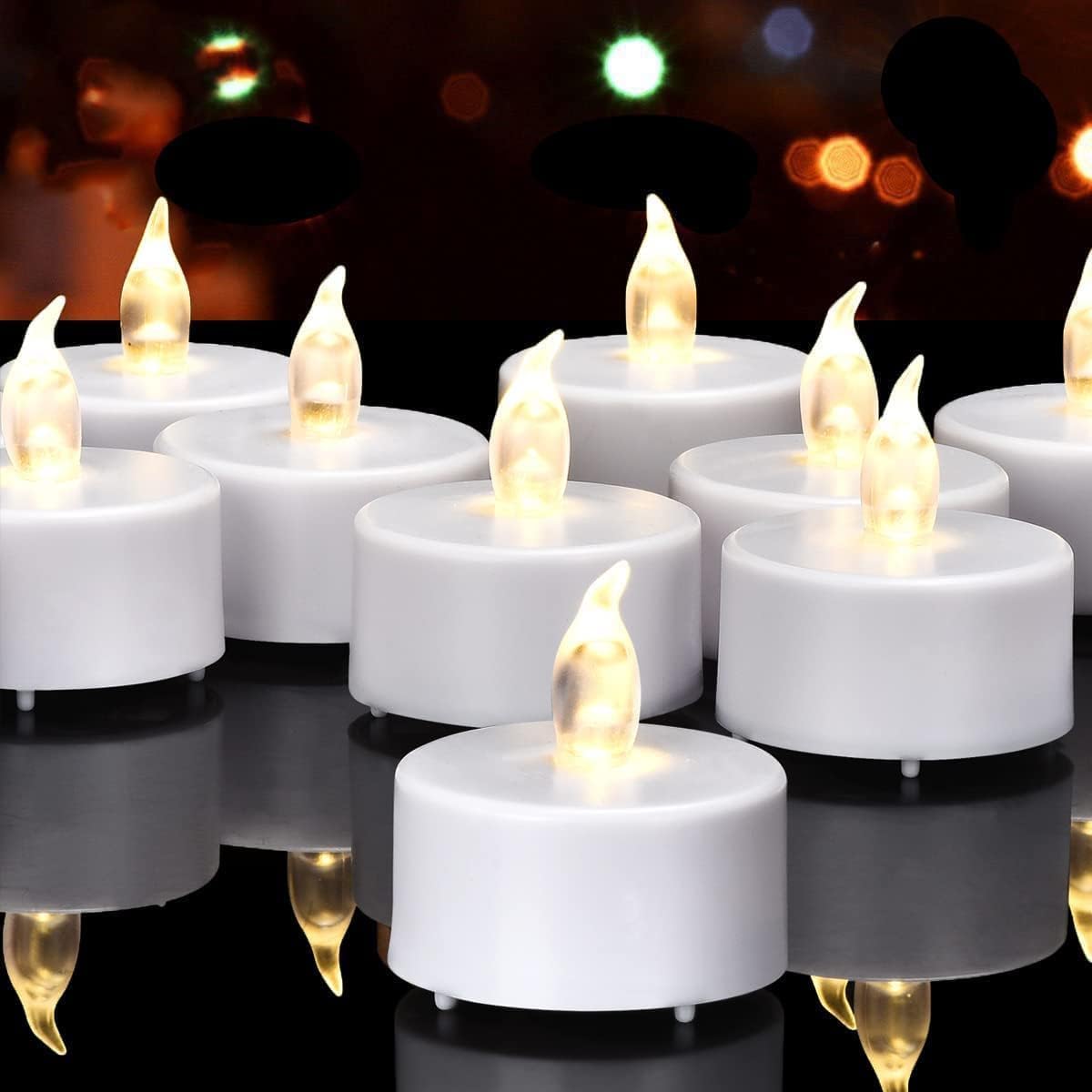 Battery Operated Tea Light Candles:200 Pack Flameless LED Realistic Flickering Candles 100+ Hours Electric Fake Candle in Warm White Ideal for Party, Wedding, Birthday, Gifts and Home Decoration