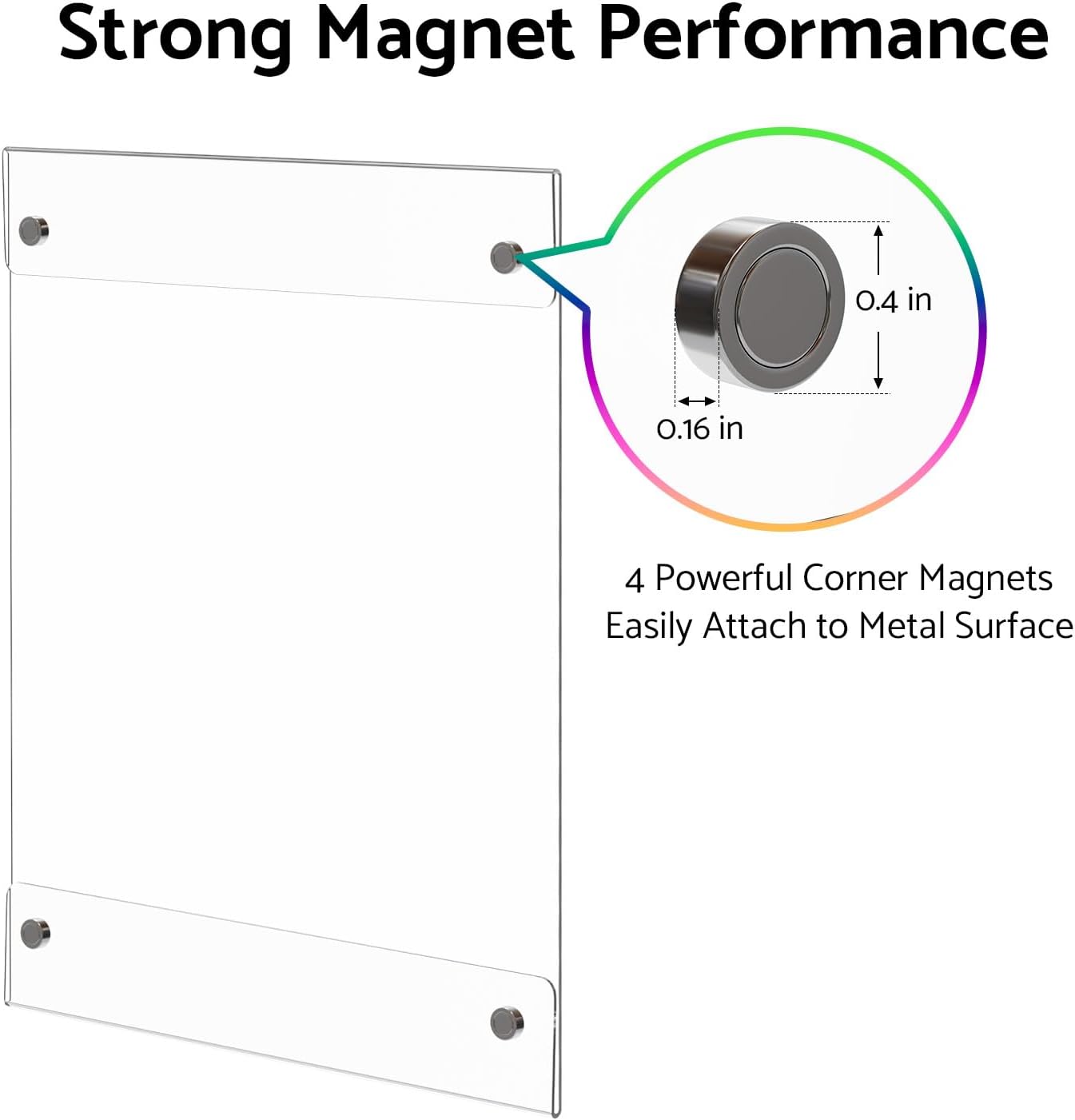 HIIMIEI Magnetic Acrylic Sign Holder 8.5 x 11 - Clear Picture Frame for Refrigerator with 4 Strong Magnets, Reusable Kids Artwork Posters Frames for Metal Surfaces, Whiteboard (3 Pack)