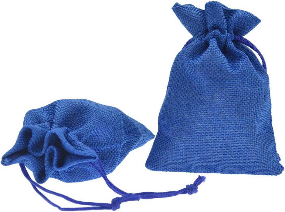 20Pcs Small Burlap Bags, Linen Drawstring Gift Bags Jewelry Pouches Sacks for Baby Shower Wedding Party Favors and DIY Craft (Royal Blue, 3.9 x 5.5)