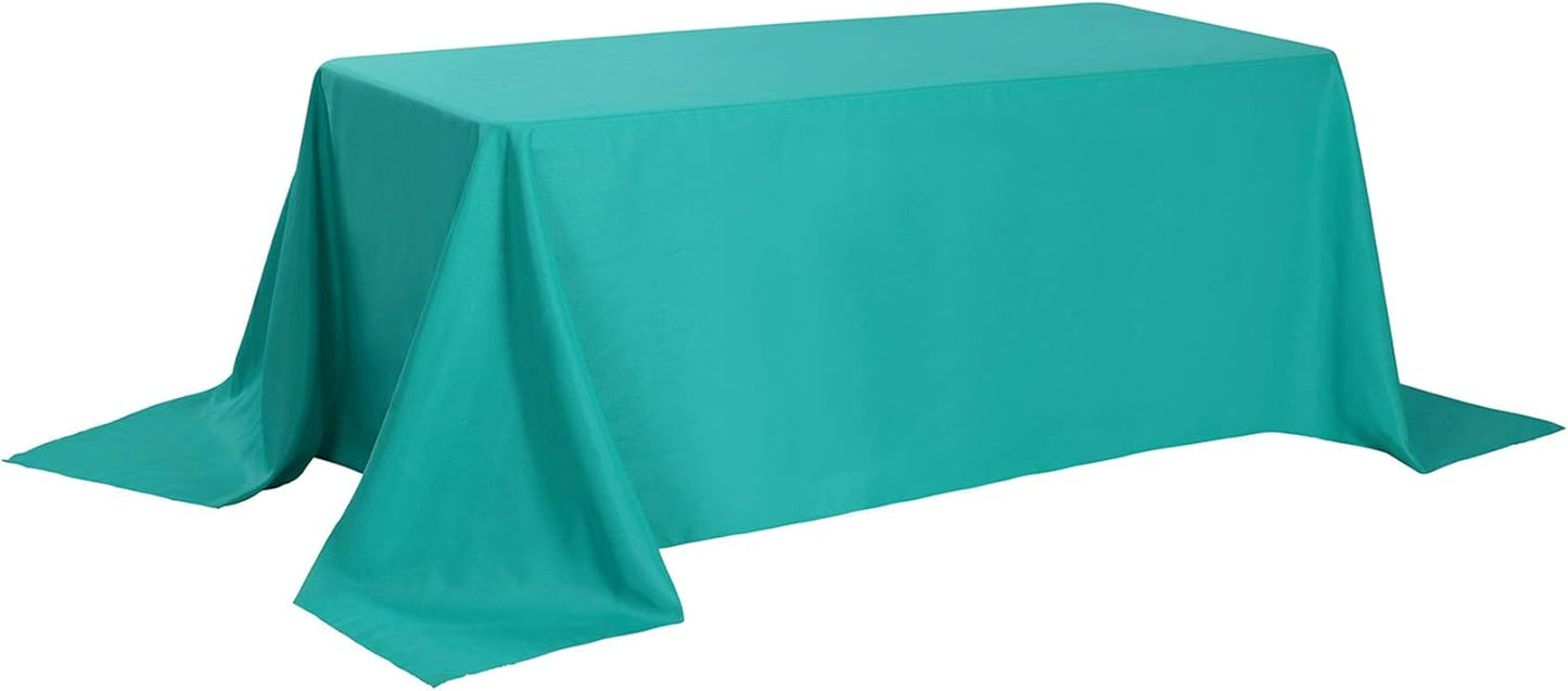 Rectangle Tablecloth 90x156 inch Washable Polyester Fabric Table Cloth for Wedding Party Dining Banquet Decoration（90x156, Turquoise）