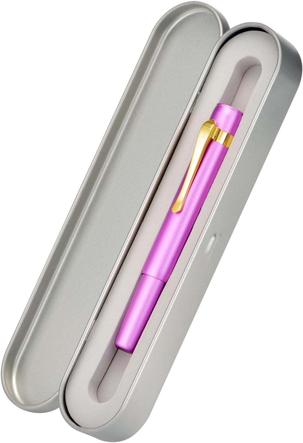 Hongdian M2 Black Forest Mini Fountain Pen, Medium Soft Golden Nib & Sleek Shape Aluminium Short Pocket Travel Pen (Lilac Purple)