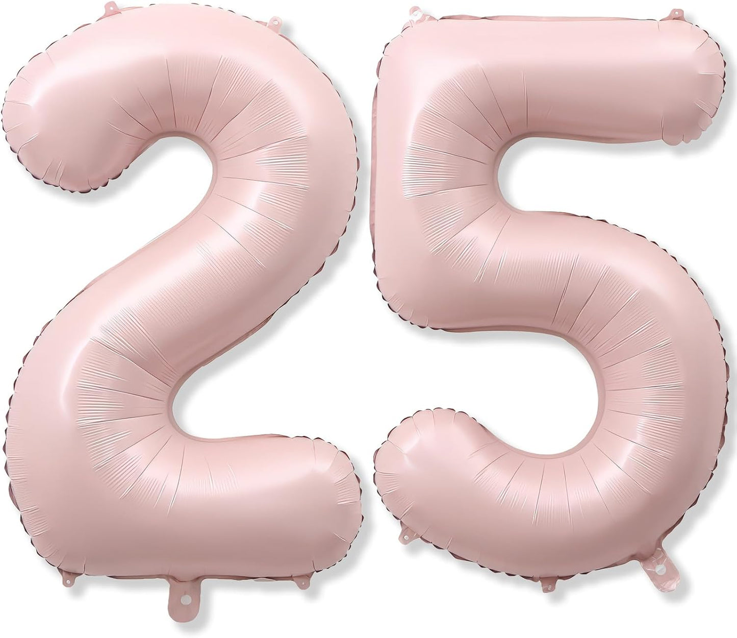 Pastel Pink 25 Balloon Number for Girls, 40'' Self Inflating Number 25 Balloons, Big Light Blush Pink Foil 2 & 5 Helium Balloon 25 for Women Boho Coquette 25th Birthday Party Graduation Decorations