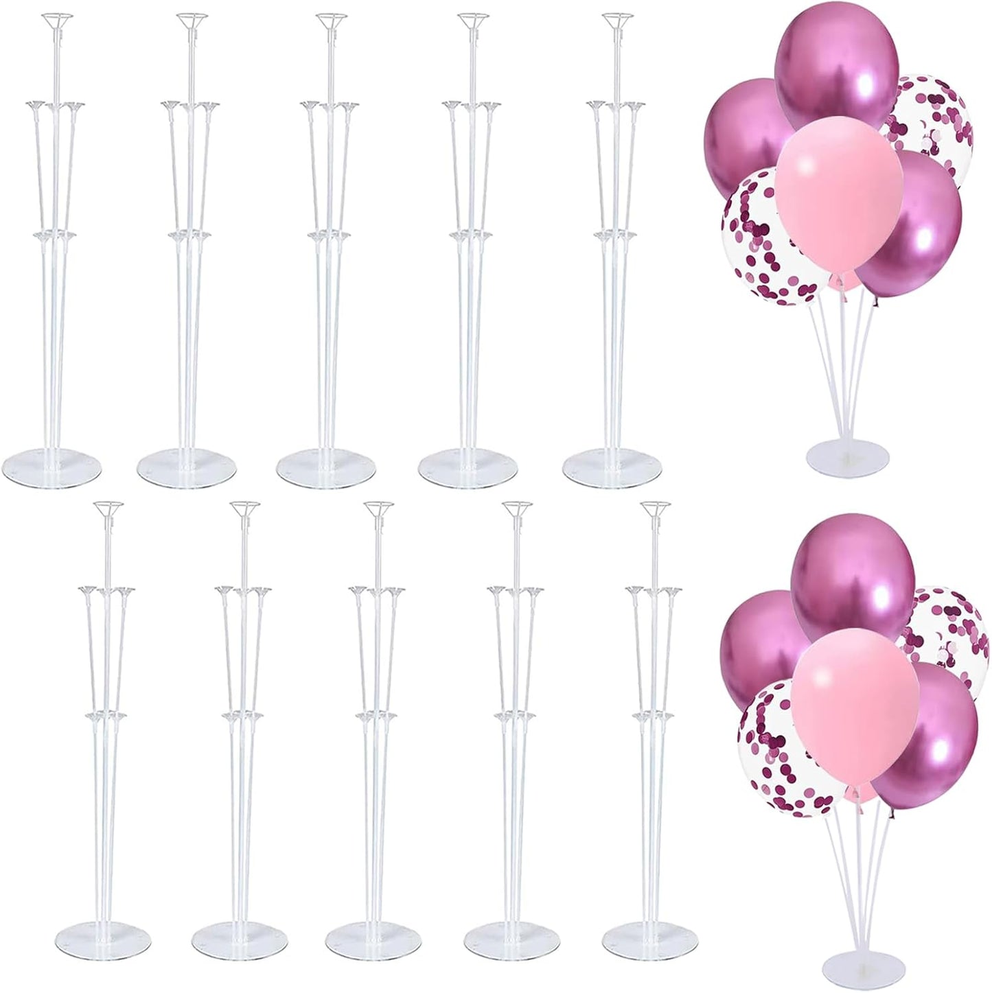 10 Set Balloon Stand Kit - Balloon Sticks With Base for Table Balloon Centerpiece Decorations for Birthday Graduation Gender Reveal Baby Shower Party Decorations