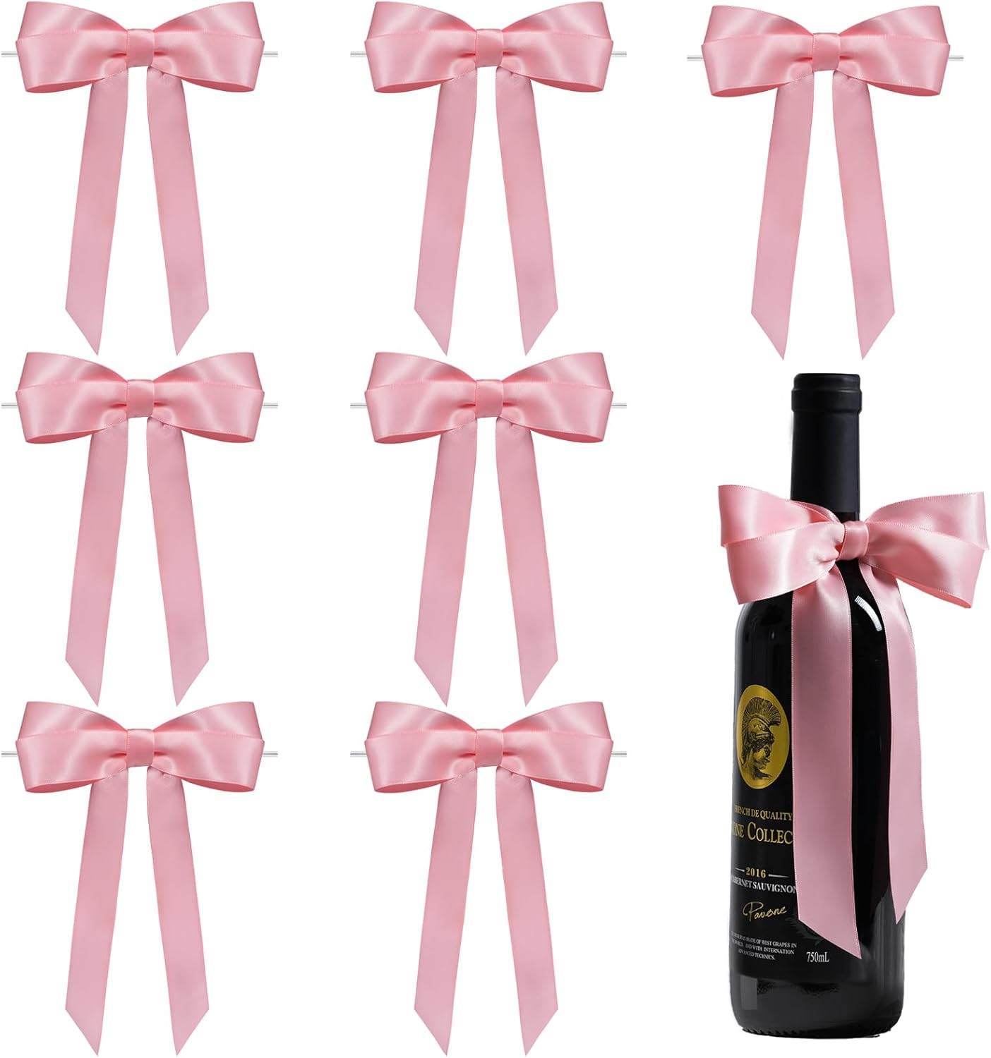 Pink Bows for Gift Wrapping, 5'' X 7'' Satin Gift Bows for Birthday, Wedding, Party, 30 Pcs