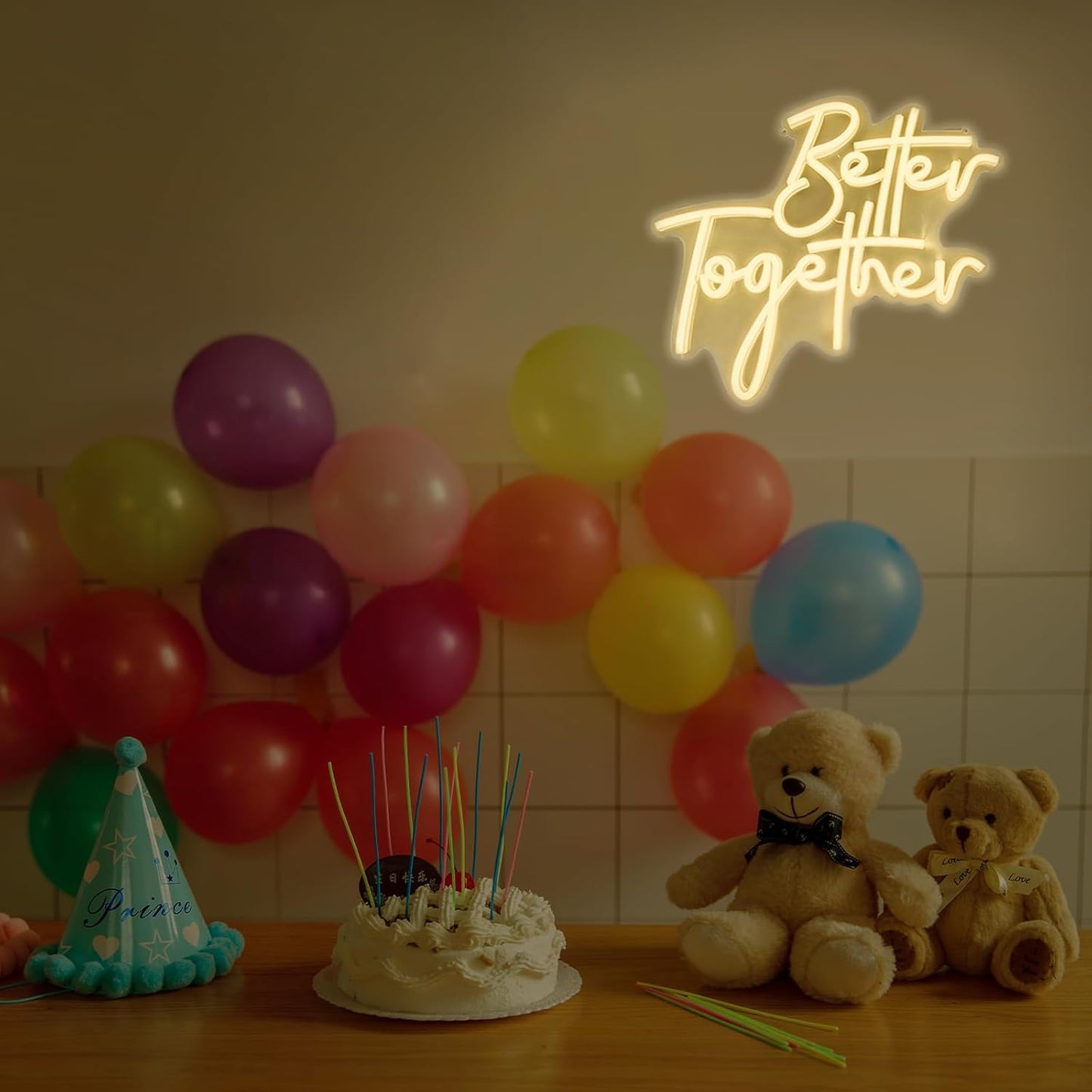 Ulalaza Better Together LED Neon Sign Night Light for Wall Party Décor Bedroom Room Bar Wedding Home Birthday Art Decoration Christmas with USB Chain Light modulator 5v