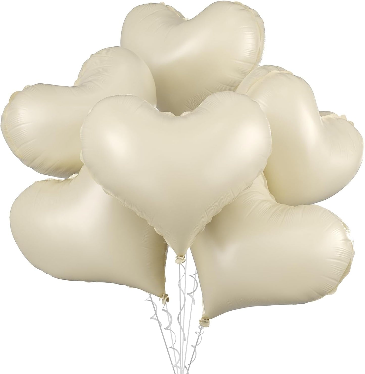 Cream White Heart Balloons,24Inch Large White Heart Foil Balloons for Valentine's Day Birthday Wedding Baby Shower Anniversary Party Decorations