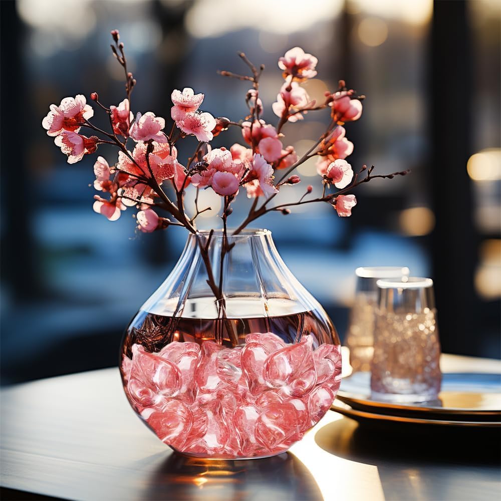 200 Pcs Pink Acrylic Heart Shaped Crystals, 0.9 Inch Heart Crystal Rhinestones, Diamond Fake Gems for Vase Fillers,Table Scatters,Wedding Centerpieces,Birthday,Bridal Shower,Engagement Party