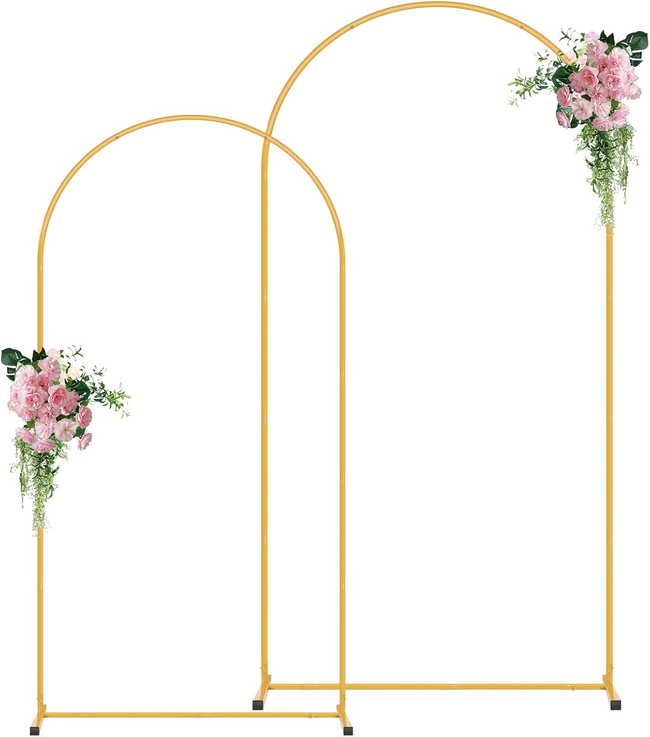 Metal Arch Backdrop Stand Set of 2 (7.2FT/6FT), Easy Assemble Balloon Arch Stand Kit, Decorative Backdrop Arch Stand, Gold Wedding Arch for Birthday Party and Baby Shower Decoration
