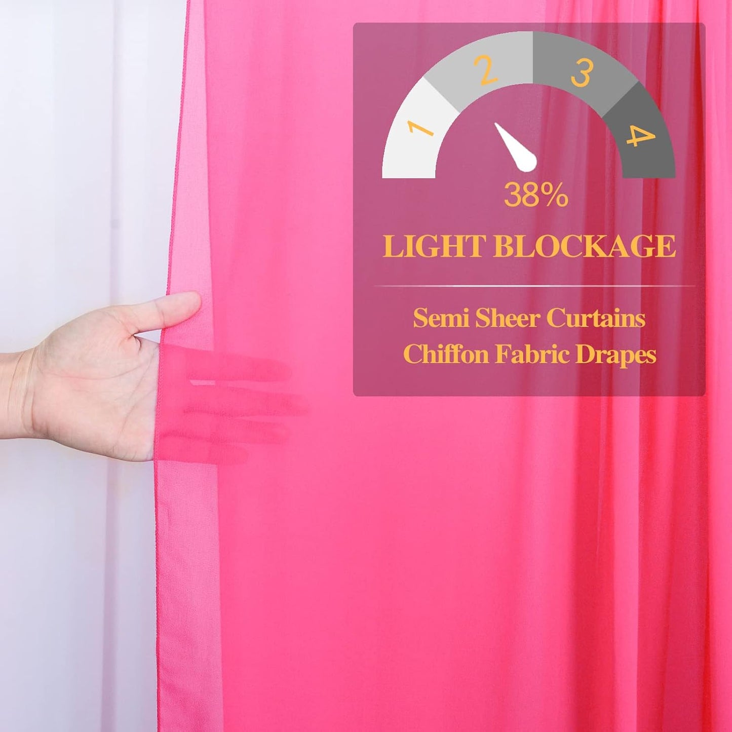 DUOBAO Hot Pink Chiffon Backdrop Curtain-2 Panels 29"x108" Wedding Backdrop Drapes Beach Curtains for Living Room Voile Window Curtain Photography Backdrops for Weddings Decor, Ceremony Decorations