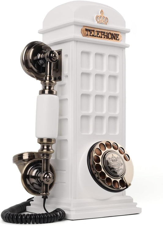 Audio Guest Book Wedding Phone, Record Customized Audio Message Guest Book for Wedding, Party and Gathering, Vintage Phone Booth Design， White