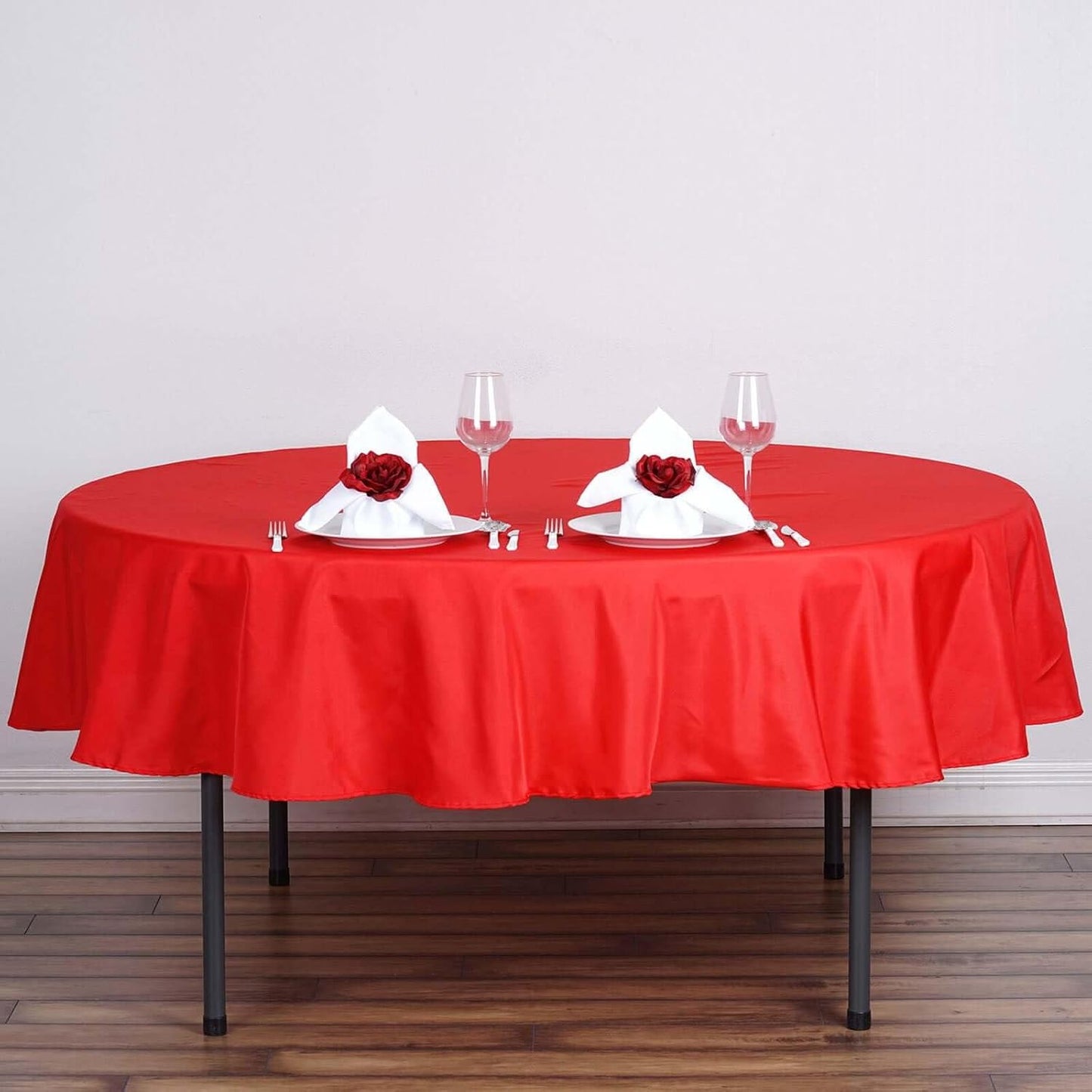 Efavormart Round Tablecloth, 70 Inch Stain & Wrinkle Resistant Washable Table Cloth, Decorative Polyester Fabric Table Cover for Banquet, Wedding, Dining- Red