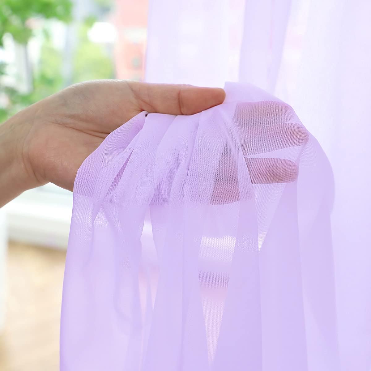 Purple Sheer Curtains 60 Inches Width 95 Inches Long 2 Panels Clear Basic Rod Pocket for Home Living Room Bedroom Kids Room Yard Patio Parlor Sliding Window