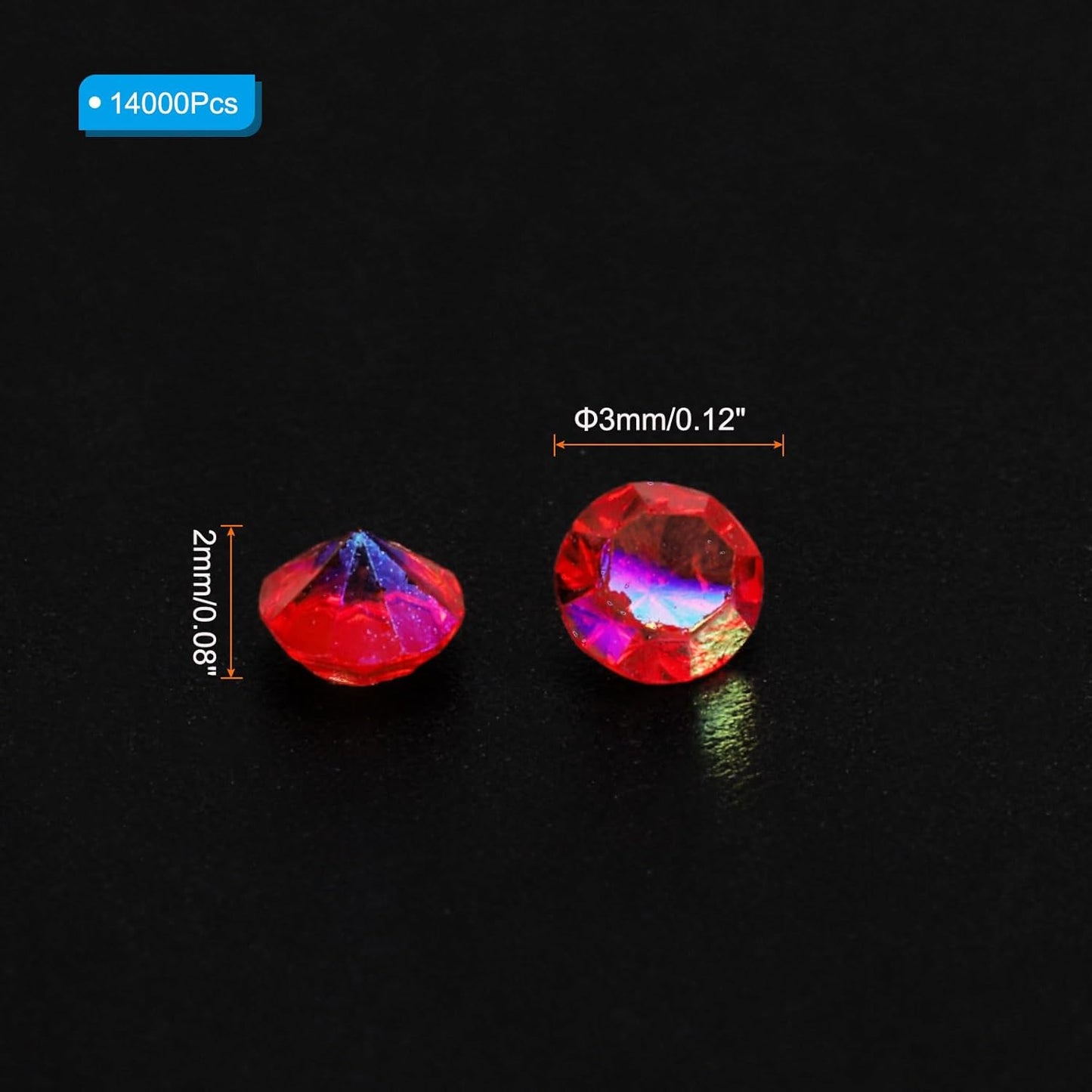 PATIKIL 14000Pcs Wedding Table Scatter Confetti Crystals 3mm Acrylic Diamonds Vase Fillers Gems for Table Centerpiece Decorations Bridal Shower Party, Red AB