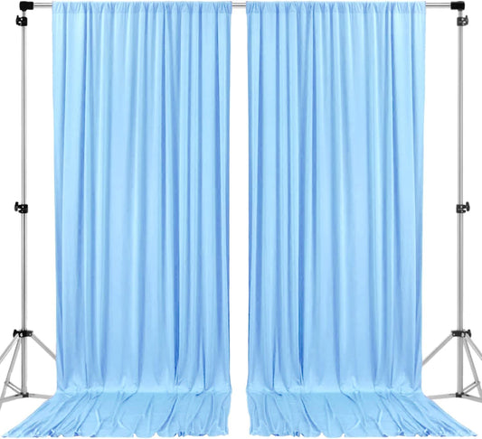 AK TRADING CO. 10 feet Wide x 12 feet Long IFR Polyester Backdrop Drapes Curtains Panels with Rod Pockets - Wedding Ceremony Party Home Window Decorations - (Light Blue)