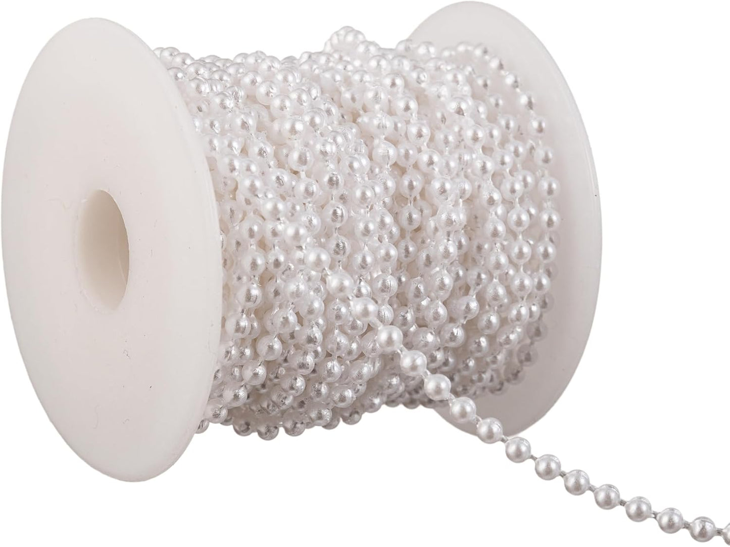 3mm Millet Beads Crafts Faux Pearl Beads Garland Pearl Bead Roll Strand of Pearls to Decorate Floral Centerpieces Wedding Party Favor Christmas Tree(33 Feet White)