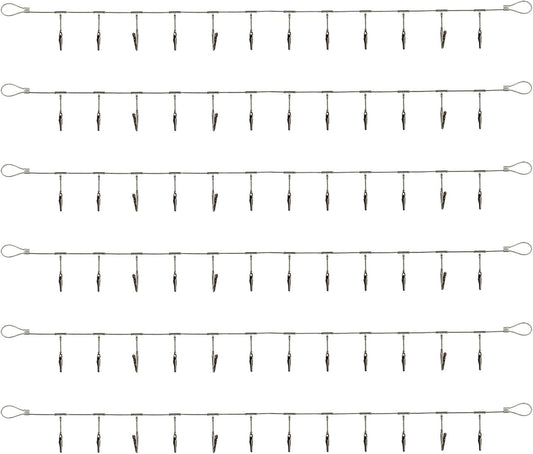 6 Pack 5 ft Steel Wall Hanging Photo Display Cable Wire Rod String with 12PCS Clips, Picture Holders for Kids Crafts, Notes