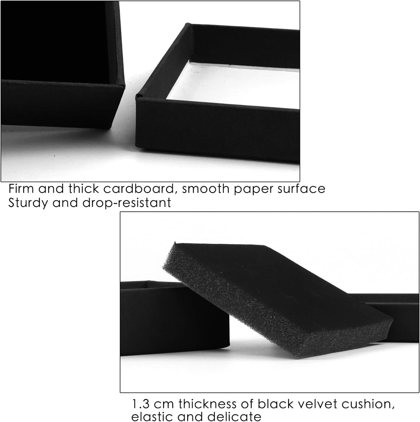 Gift Box Necklace Earring Ring Box Gift Box,12 Pieces Square Cardboard Jewelry Gift Boxes,Cotton Filled Cardboard Paper Jewelry Box Gift Case (3.5x3.5x1.25 Inches) (Black)