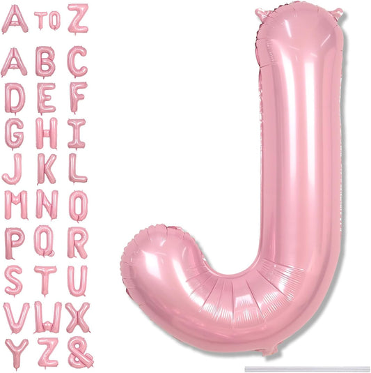 Pastel Pink Balloon Letter J, Large Mylar Alphabet J Custom Balloon Letter Pearl Pink Decor, 40 Inch Inflatable Light Pink Letter J Foil Customize Balloons for Girls Birthday Party Decoration Supplies