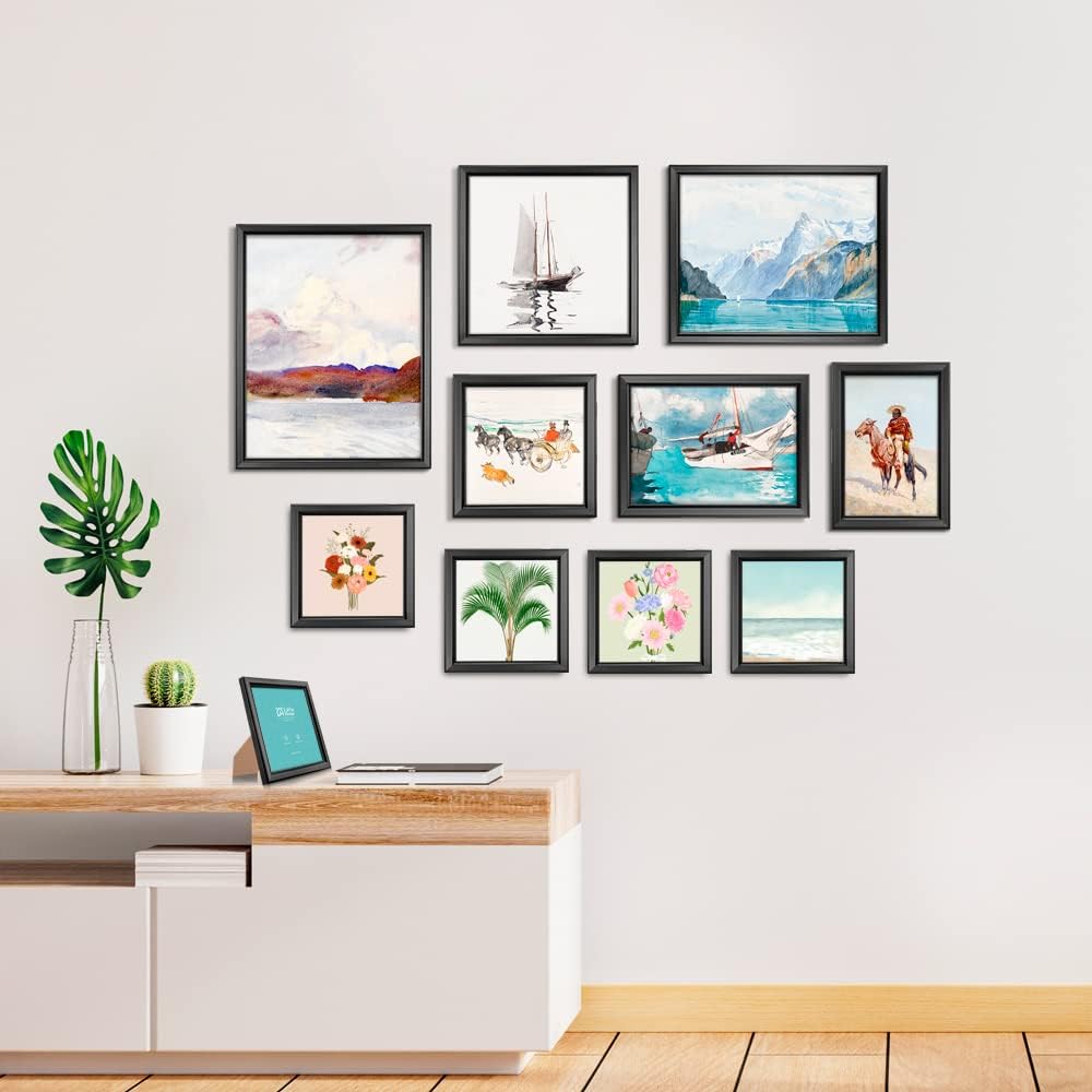 LaVie Home 4x4 Picture Frames (12 Pack, Black) Simple Designed Photo Frame with High Definition Glass for Wall Mount & Table Top Display, Set of 12 Classic Collection