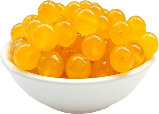 Stone Beads 8mm 100pcs Yellow Chalcedony Beads Round Loose Gemstones Beads for Bracelet Necklace Jewelry Making (8mm, 60832 Yellow Chalcedony)