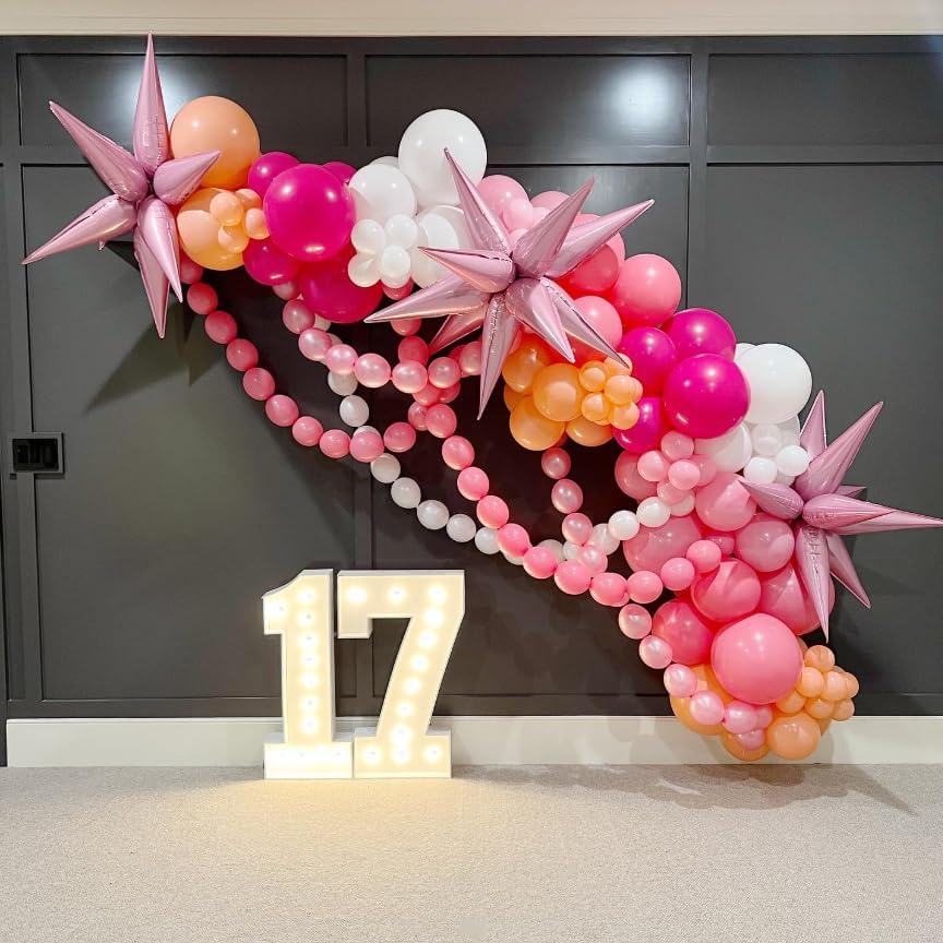 3pcs 26inch 3D Explosion Star foil balloon, Candy Pink Foil Cone star burst Balloons for Birthday Wedding New Year Party Event