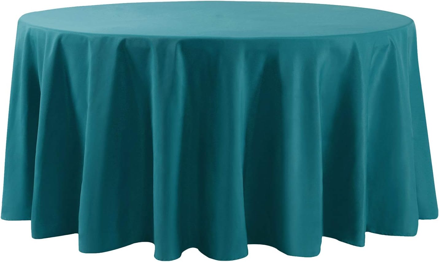 120 inch Round Tablecloth Washable Polyester Table Cloth Decorative Table Cover for Wedding Party Dining Banquet（120 inch,Teal）